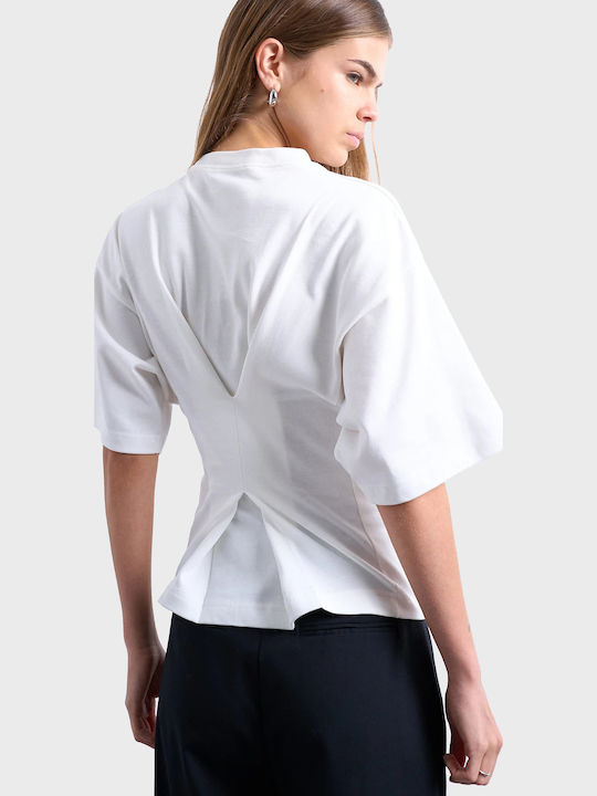 Women's Blouse Cotton Short Sleeve Ivory
