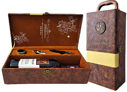 Elegante Eco-Leder-Box Mit Flasche Griff Merlot Pinot Noir Getränke/Wein-Kompositionen 3 Wein-Zubehör