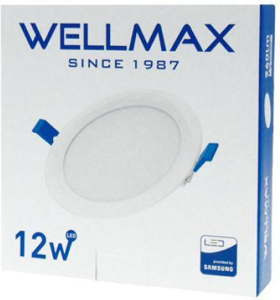 Wellmax Rundes Vertieftes LED-Panel 12W mit Kaltweißem Licht 6500K 17cm 2Stück