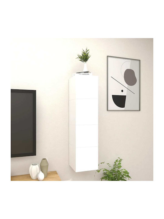 Wand Wohnzimmer Vitrine aus Spanplatte Weiß 30.5x30x30cm