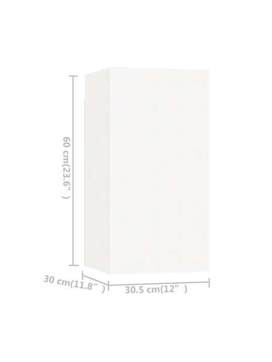 Wall Living Room Cabinet made of Particle Board White 60x30x30cm