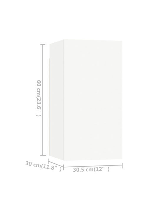 Wall Living Room Cabinet made of Particle Board White 60x30x30cm