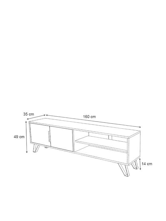 Έπιπλο Τηλεόρασης Foot Λευκό Μ160xΠ35xΥ49cm