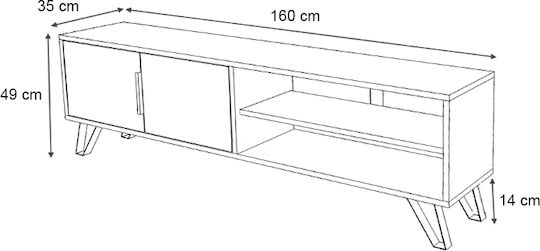 TV Stand Foot White L160xD35xH49cm