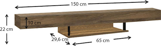 TV Stand Albares with LED Lighting Walnut L150xW29.6xH22cm
