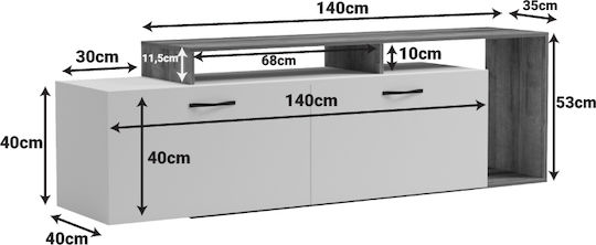 Suport TV Oak-white L170xW40xH53cm