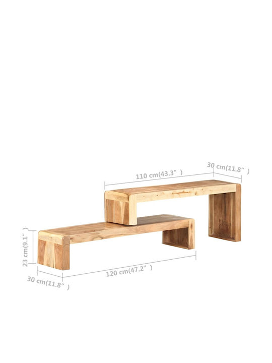 TV Stand Made of Solid Acacia Wood L120xD30xH23cm