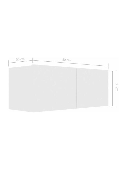 Wall Living Room Cabinet made of Particle Board White 80x30x30cm