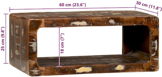 vidaXL TV Stand Made of Solid Wood Multicolour 60x30x25 cm
