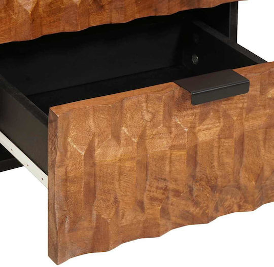 vidaXL Bedside Tables Made of Solid Mango Wood and Glass Set of 2 40x33.5x46cm