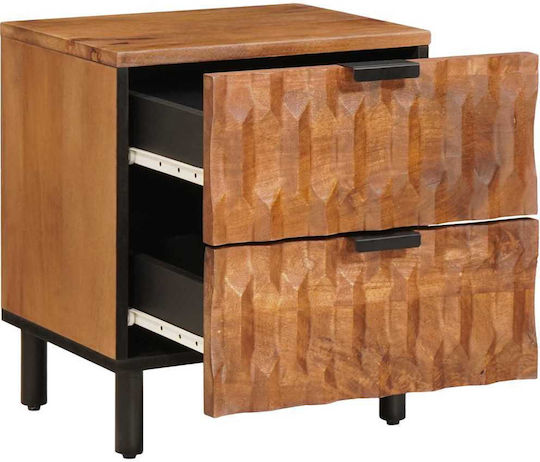 vidaXL Bedside Tables Made of Solid Mango Wood and Glass Set of 2 40x33.5x46cm