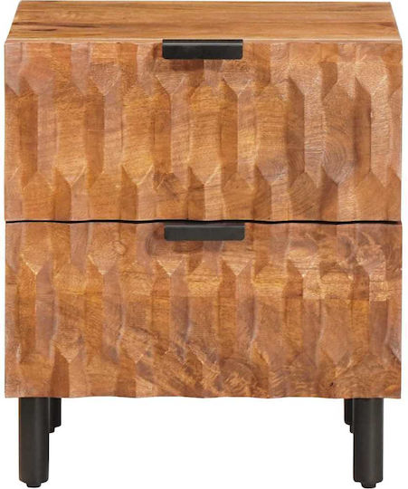 vidaXL Bedside Tables Made of Solid Mango Wood and Glass Set of 2 40x33.5x46cm