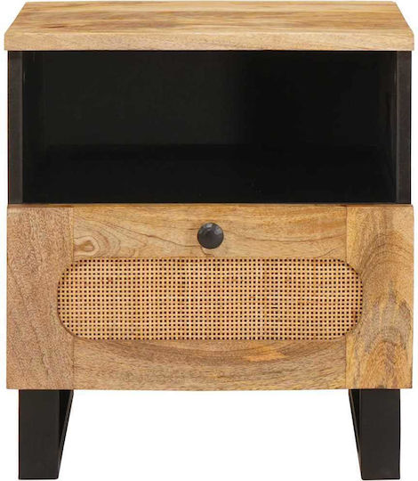 vidaXL Bedside Tables Made of Solid Mango Wood and Glass Set of 2 40x33x46cm