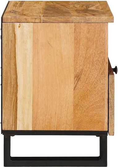 vidaXL Bedside Tables Made of Solid Mango Wood and Glass Set of 2 40x33x46cm