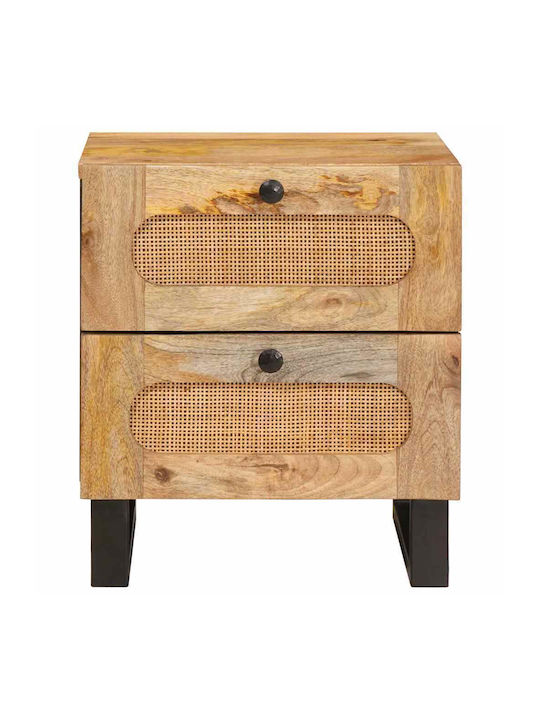 Wooden Bedside Table Solid Mango Wood 40x33.5x46cm