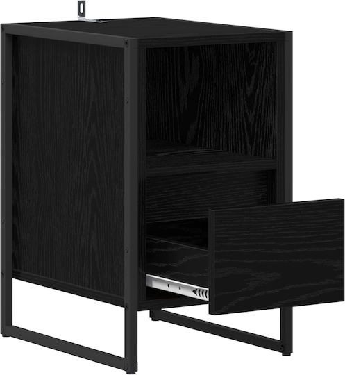Wooden Bedside Tables Black Set of 2 39.5x30x50cm