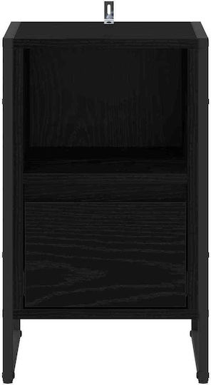 Wooden Bedside Tables Black Set of 2 39.5x30x50cm