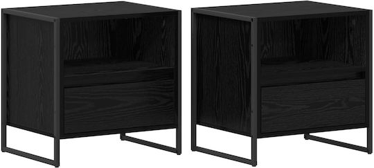 vidaXL Bedside Tables Wooden Black 2 Pieces 50x39.5x50cm