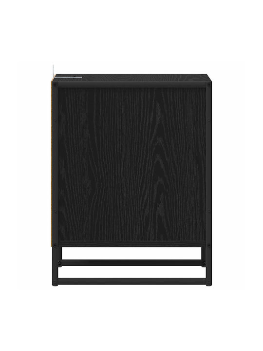 Wooden Bedside Table Black 39.5x30x50cm