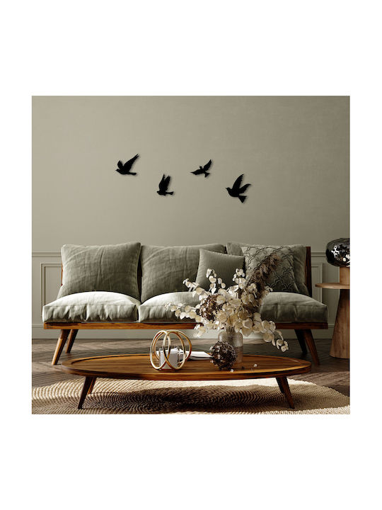 Decorative Silhouette Pigeons Black Metallic 16x15cm