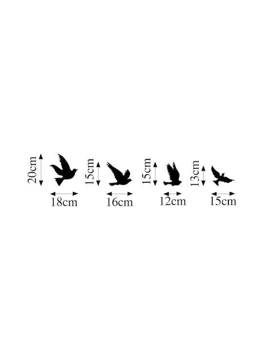 Decorative Silhouette Pigeons Black Metallic 16x15cm