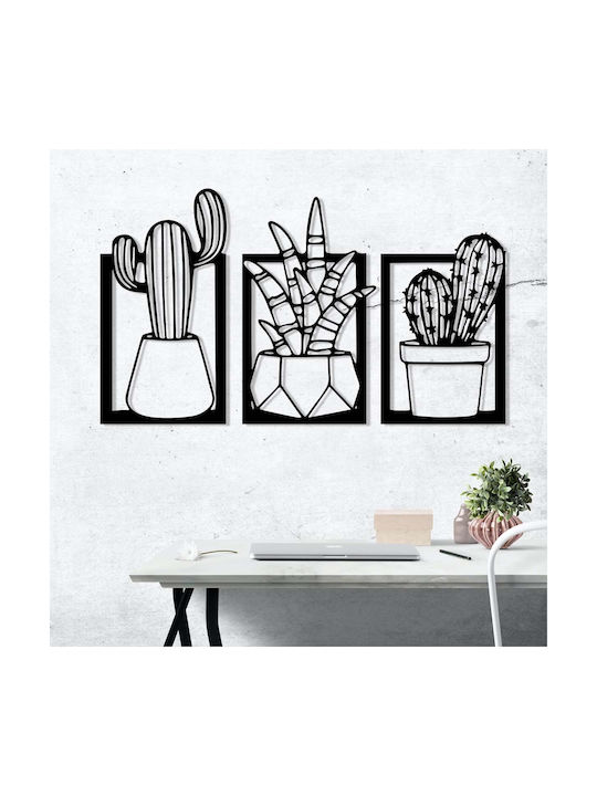 Wallity Decorative Silhouette Nazen Black Made of Metal 49x29cm 3 Pieces