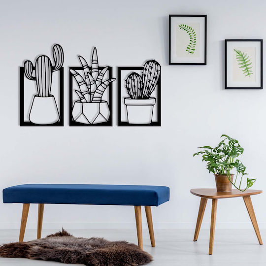 Wallity Decorative Silhouette Nazen Black Made of Metal 49x29cm 3 Pieces