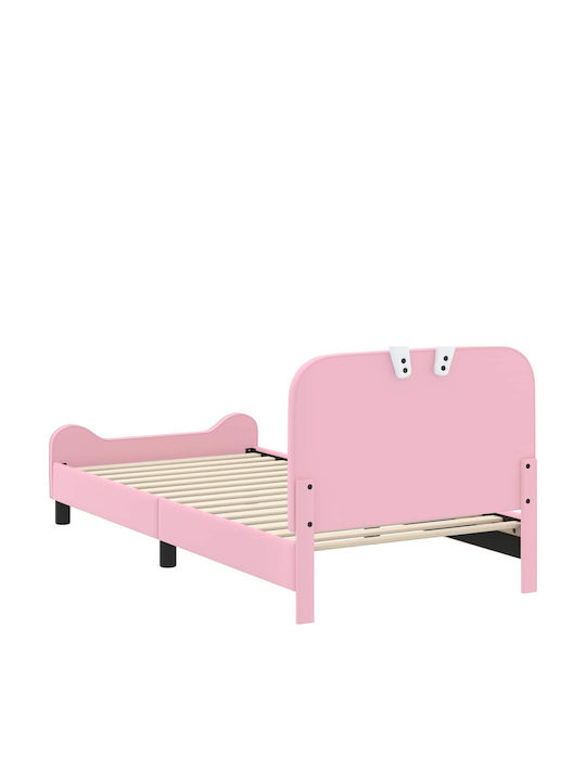 Pat pentru Copii Clasic Single cu Spațiu de Depozitare Roz pentru Saltea 90x190cm