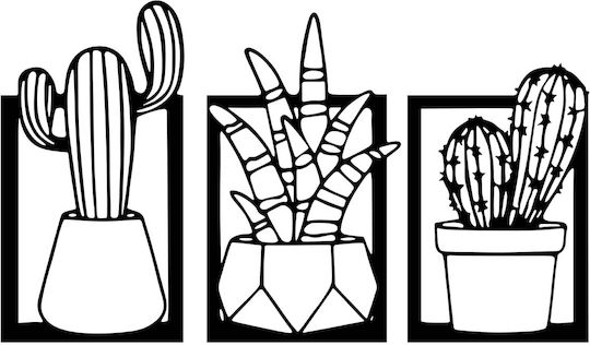 Wallity Decorative Silhouette Nazen Black Made of Metal 49x29cm 3 Pieces