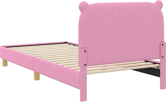 Pat pentru Copii Single Roz pentru Saltea 90x200cm