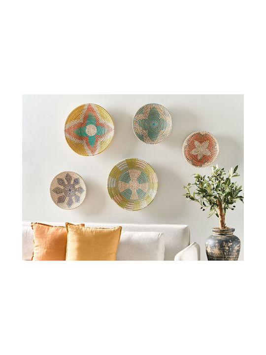 Beliani Handmade Wicker Plate 5 Pieces