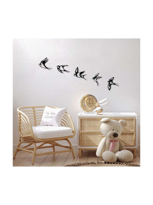 Megapap Decorative Black Swallows Silhouette Made of Metal 19x19cm 5 Pieces