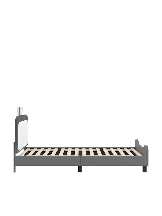 Pat pentru Copii Clasic Single Gri pentru Saltea 90x200cm