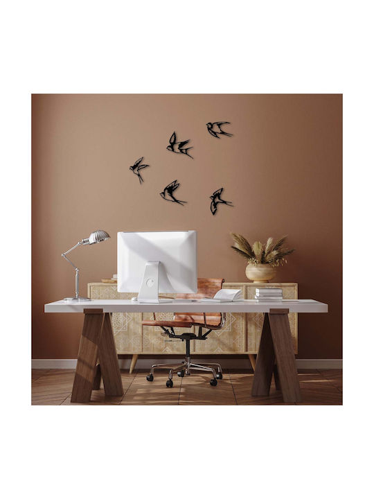 Megapap Decorative Black Swallows Silhouette Made of Metal 19x19cm 5 Pieces