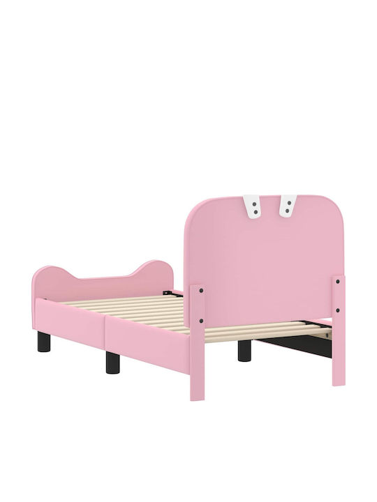 Pat pentru Copii Clasic Single cu Spațiu de Depozitare Roz pentru Saltea 70x140cm