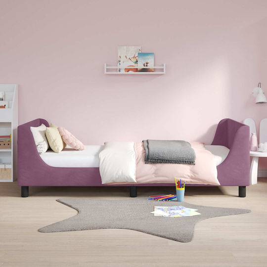 Kids Bed Single Purple for Mattress 80x200cm