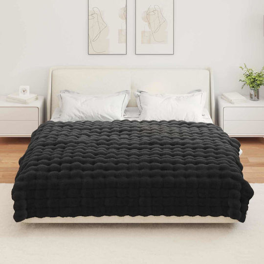 vidaXL Pelzige Decke Moni 150x220cm Schwarz