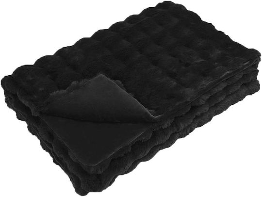 vidaXL Pelzige Decke Moni 150x220cm Schwarz