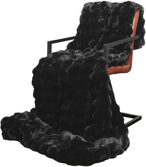 vidaXL Pelzige Decke Moni 150x220cm Schwarz