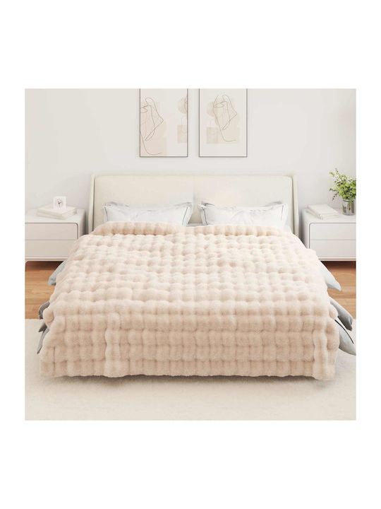 vidaXL Pelzige Bettdecke Übergröße 240x270cm Beigefarbe