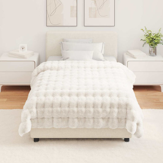 vidaXL Κουβέρτα Γούνινη Καναπέ 130x150εκ. Λευκό
