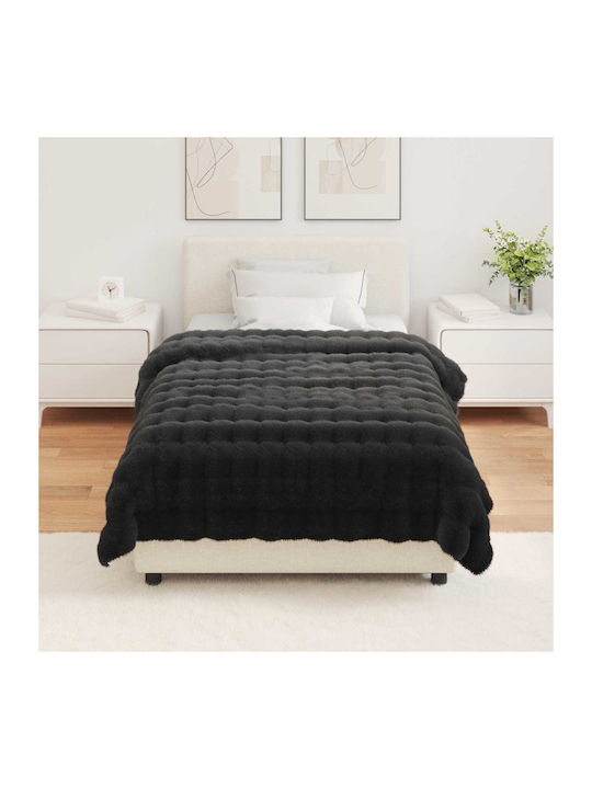 vidaXL Pătură Blănoasă Pentru Canapea 130x150cm Neagră