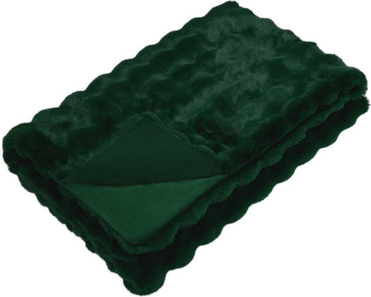vidaXL Furry Blanket Double 220x240cm Dark Green