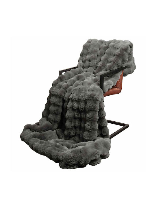 vidaXL Pelzige Decke Übergröße 220x240cm Dunkelgrau