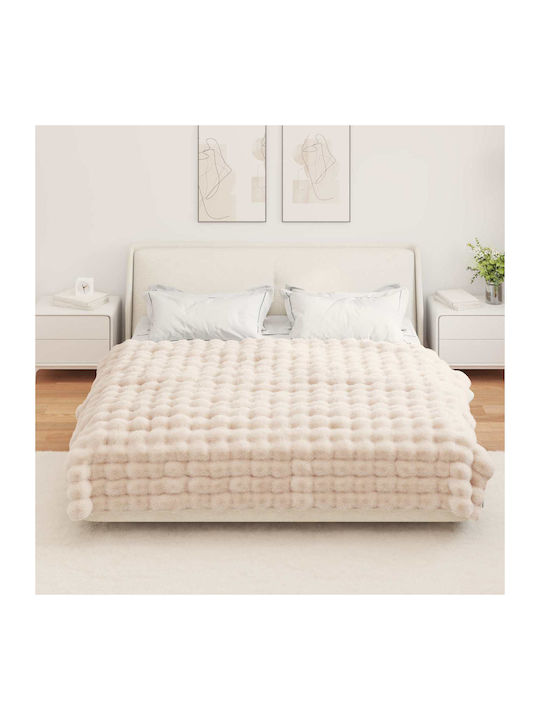 vidaXL Furry Single Blanket 150x220cm Beige