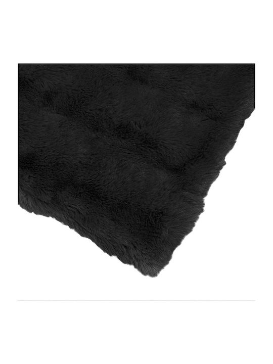 vidaXL Κουβέρτα Γούνινη Υπέρδιπλη 220x240εκ. Μαύρο