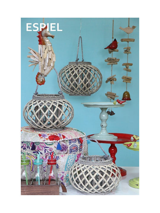 Espiel Σετ Φαναράκια Ξύλινα Επιδαπέδια Γκρι 32x32x22εκ. 2τμχ