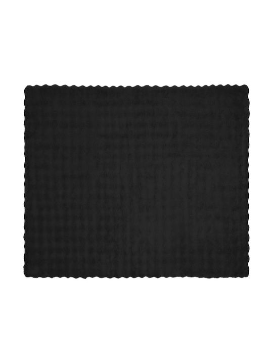 vidaXL Κουβέρτα Γούνινη Υπέρδιπλη 220x240εκ. Μαύρο