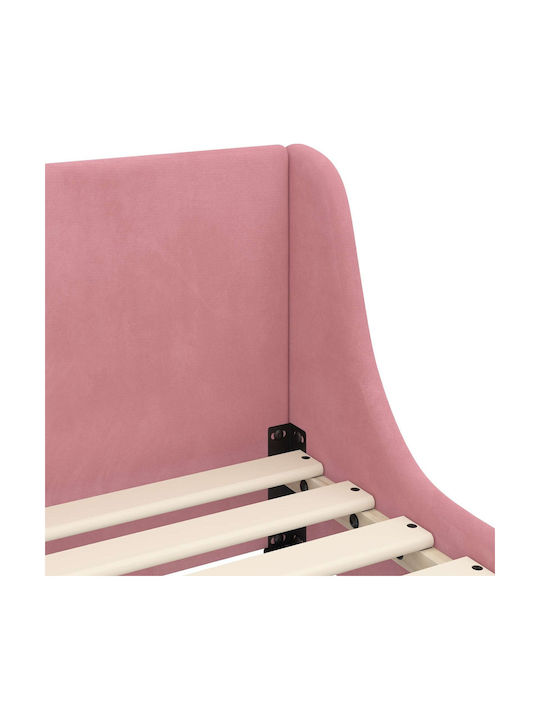 Pat pentru Copii Single Roz pentru Saltea 90x200cm