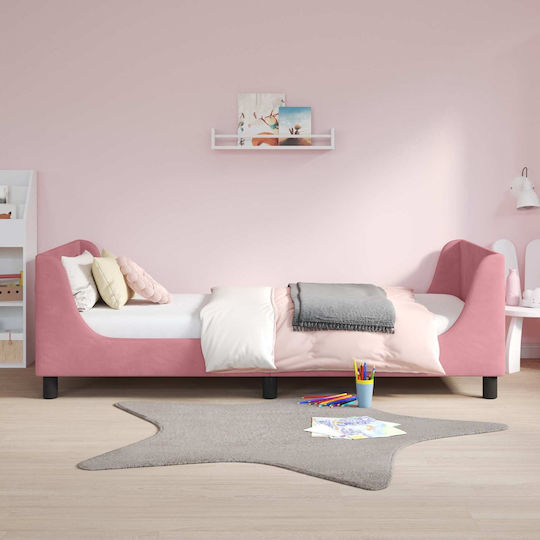 Pat pentru Copii Single Roz pentru Saltea 90x200cm